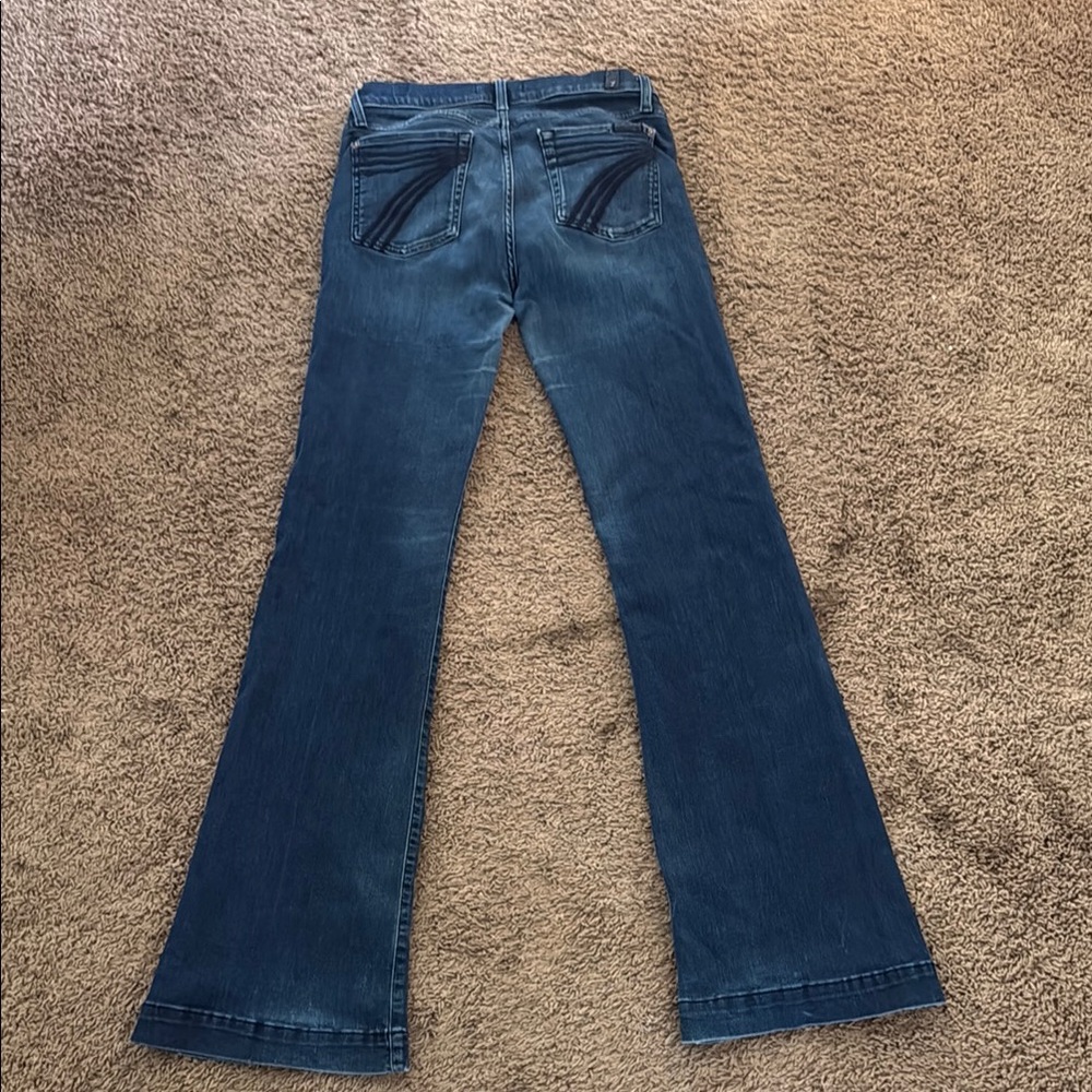7 For All Mankind Blue Flare Wide Leg Jeans